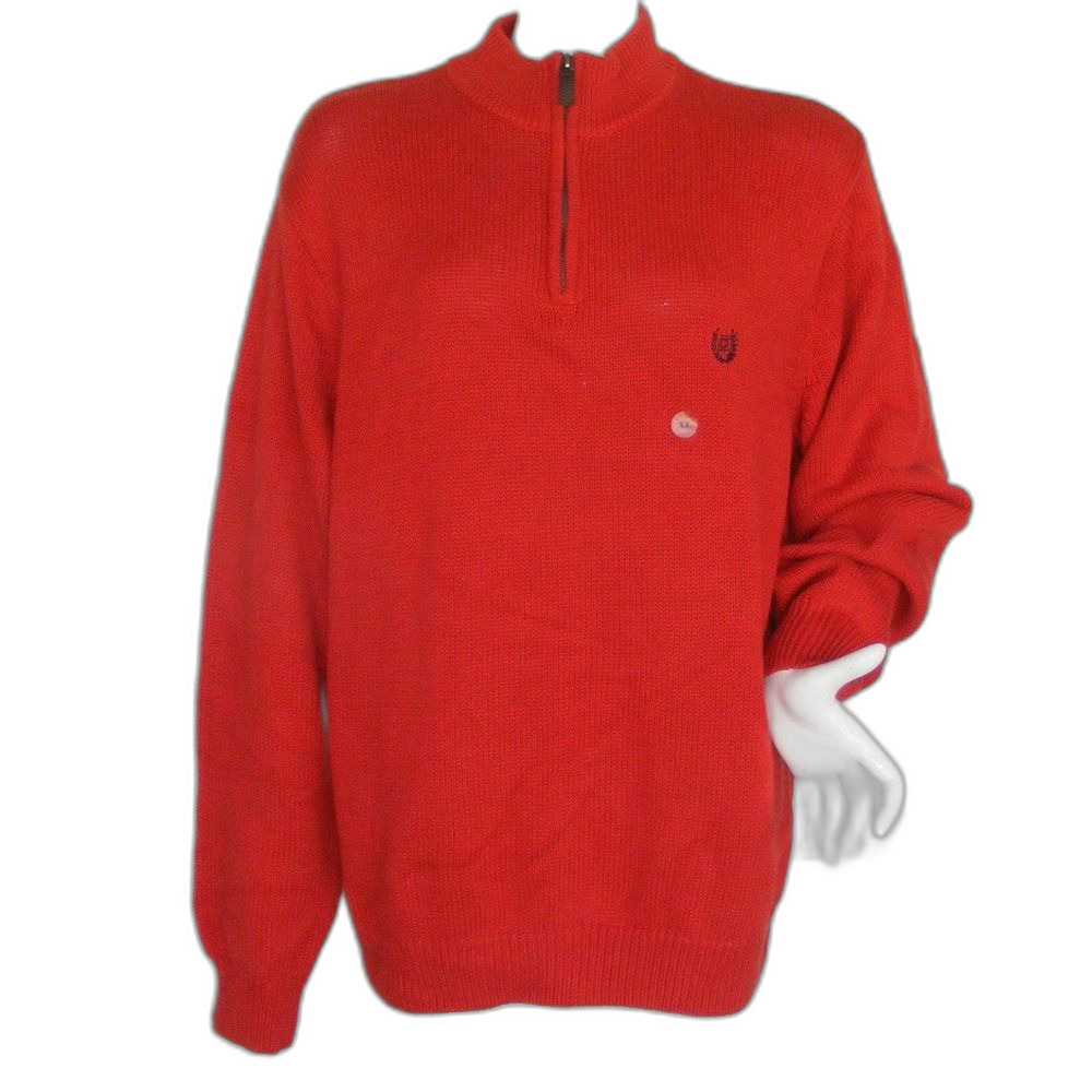new CHAP Sweater, XL, Pullover, Red-Orange, Zip, Long sleeves, Cotton